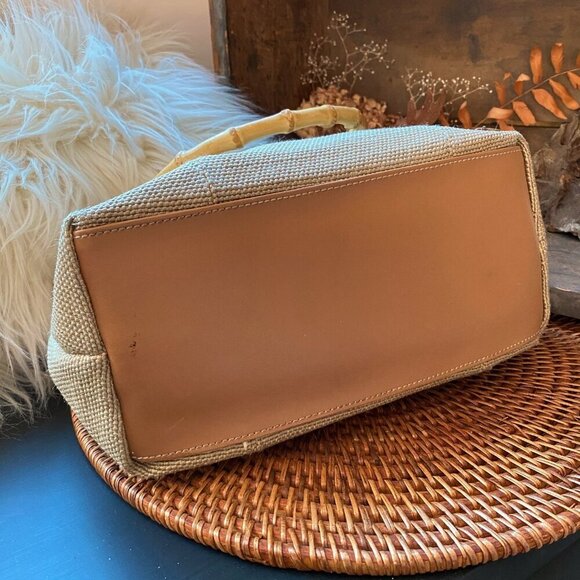 Relic Bamboo Handled Canvas Satchel Purse - Spring, Summer, Tropical Boho Chic - Picture 4 of 8